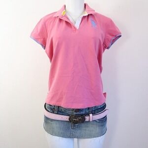 us polo assn pink polo shirt fitted preppy y2k top